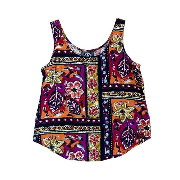 Ultimate U Womens Floral Patchwork Tank Top, Small, 100% Rayon Multicolor - Picture 1 of 4